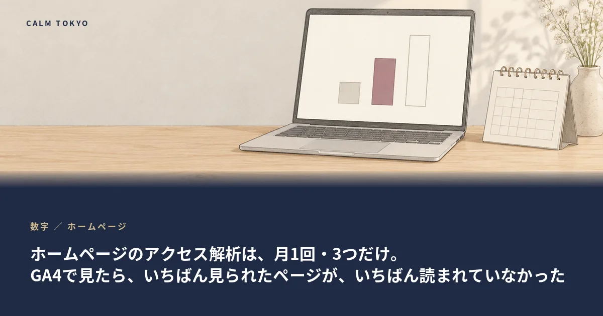 ホームページの数字を月1回見ているところをあらわしたイラスト